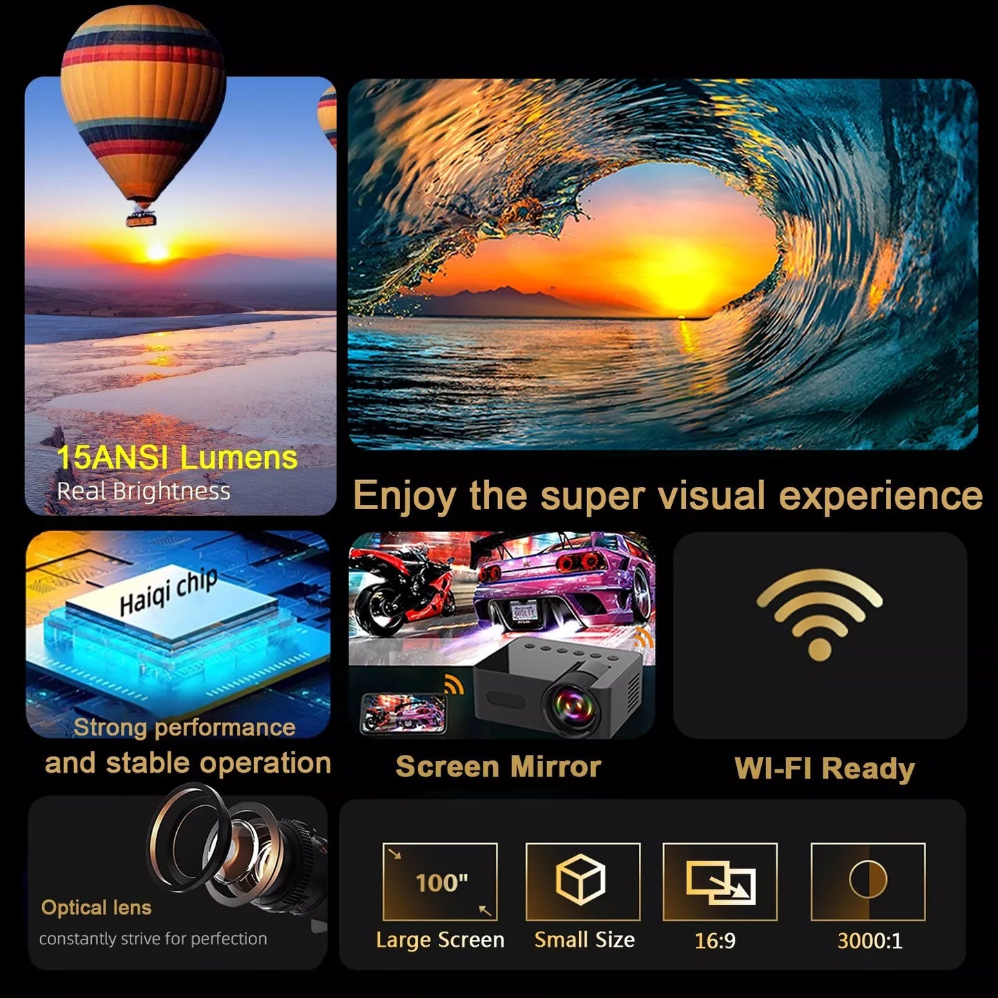 TekkyMate™ Portable LED WIFI Wireless mini projector for smartphones